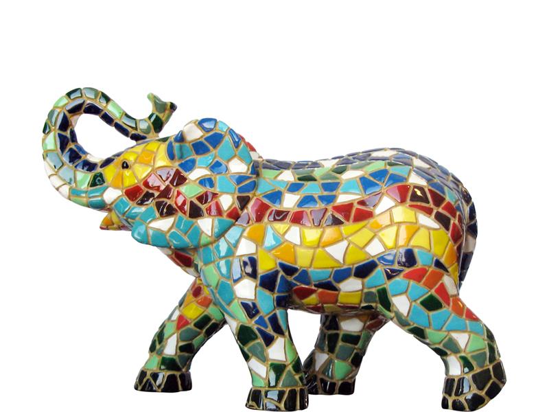 Elephant statue, "Classic" model, Barcino mosaic. Height 4 inches (10 centimeters)