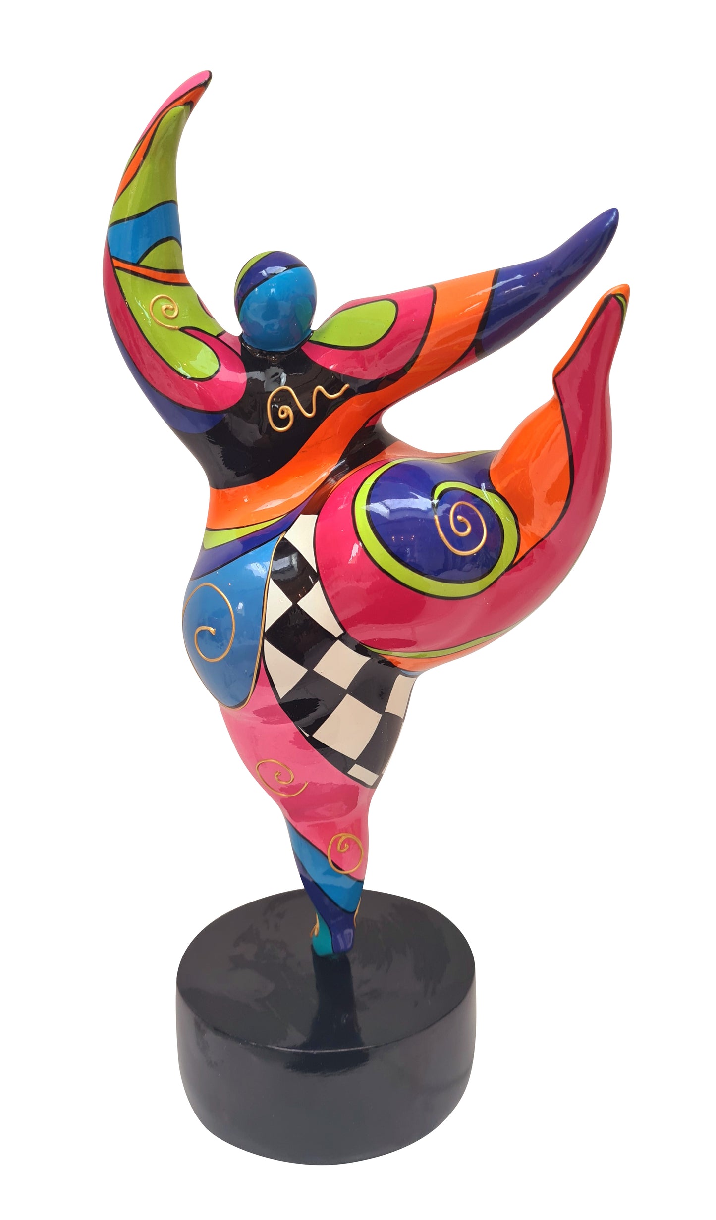 Statue of a woman style "Nana", multicolored resin. Height 11 inches (28 centimeters)