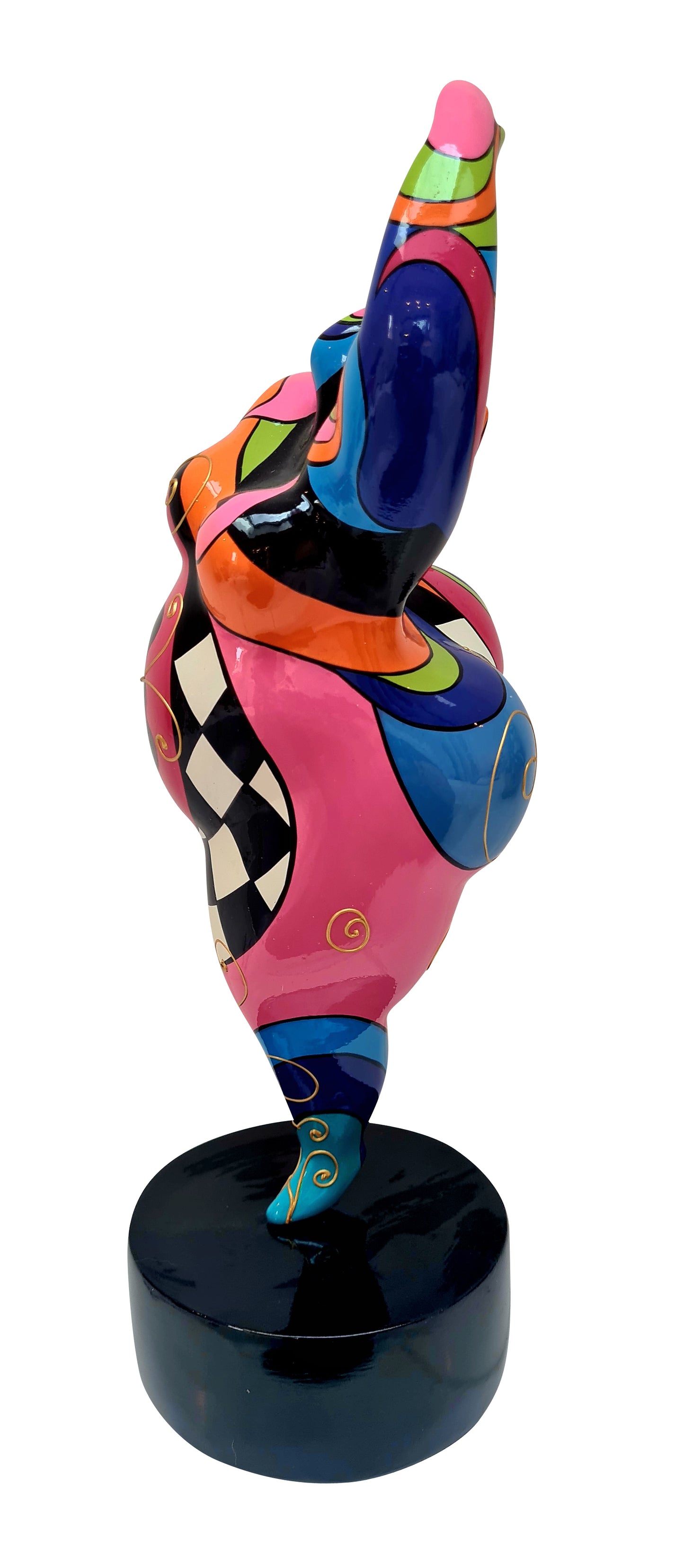 Statue of a woman style "Nana", multicolored resin. Height 11 inches (28 centimeters)