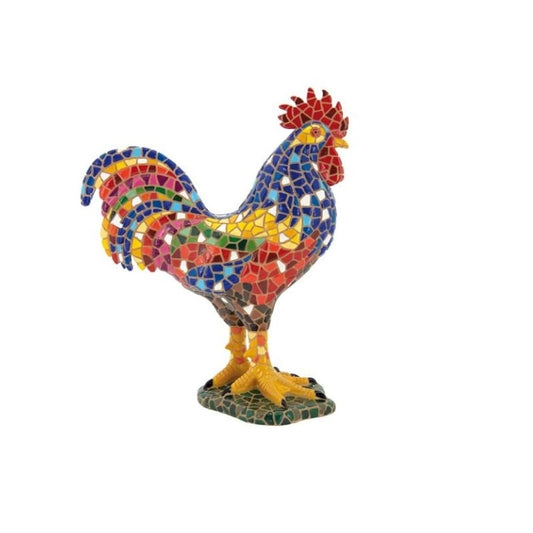 Barcino mosaic rooster statue, height 3'5 inches (9 centimeters)