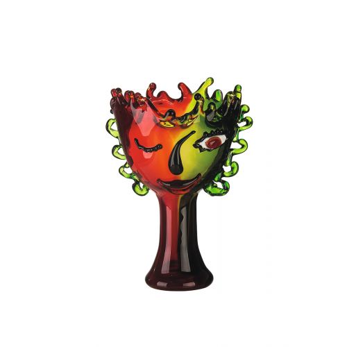 Face vase in colored glass, height 48 centimeters