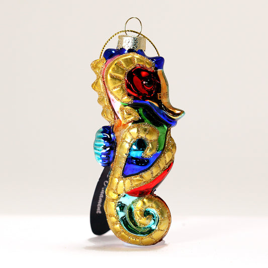 Multicolored glass seahorse, Barcino collection, length 4'3 inches (11 centimeters)