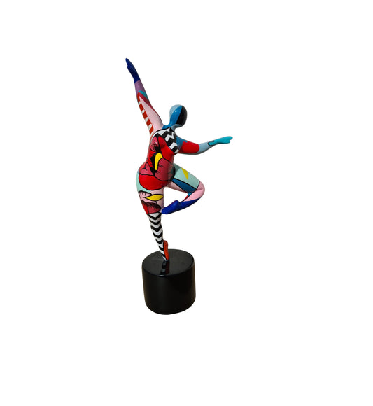 Statue of a woman style "Nana", multicolored resin. Height 11'4 inches (29 centimeters)