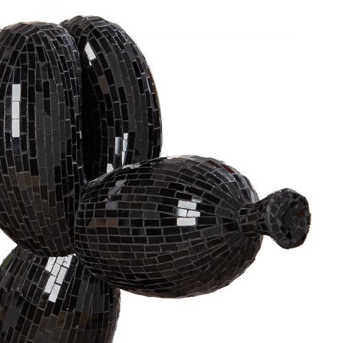 Large Balloon Dog statue, in black glass and crystal mosaic. Height 60 centimeters
