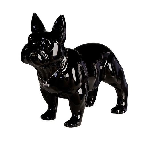 Black Ceramic French Bulldog Piggy Bank – Standing, 32 cm