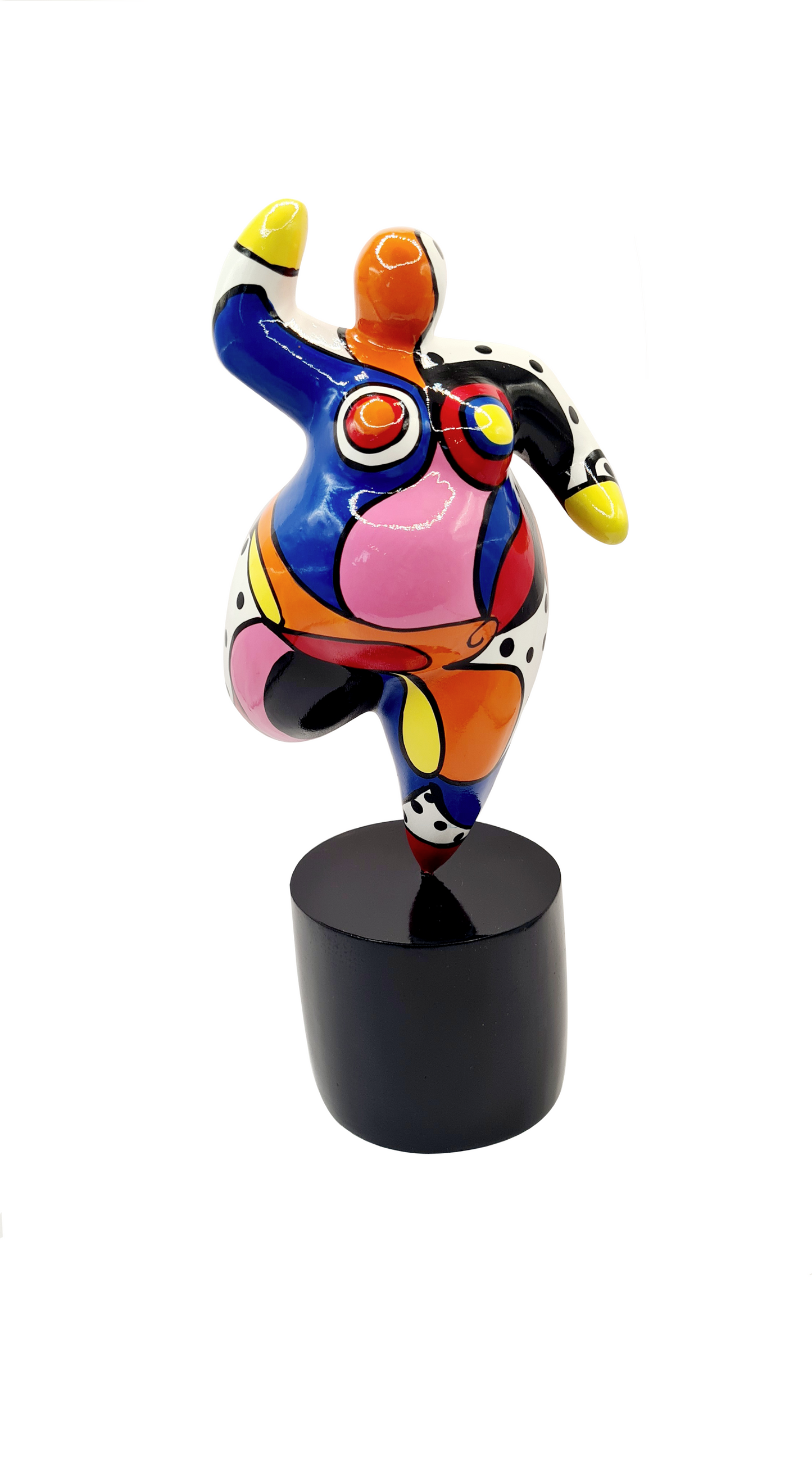 Statue of a woman style "Nana", multicolored resin. Height 7'8 inches (20 centimeters)