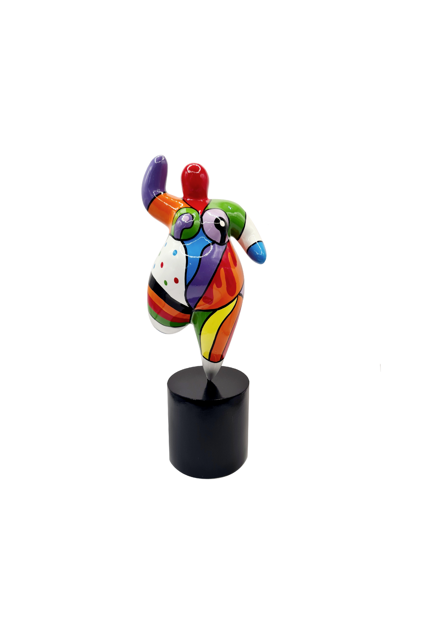 Statue of a woman style "Nana", multicolored resin. Height 7'8 inches (20 centimeters)