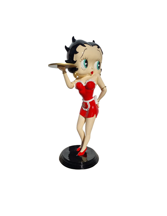 Large "Betty Boop with Tray" statue, 96 centimeters tall, made of multicolored resin