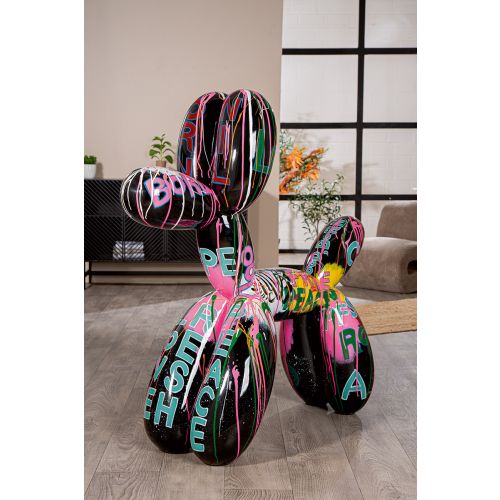 Large “Flowers” cow statue in multicolored resin. Height 40 cm / length 41 cm