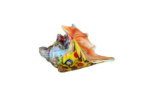 Coquillage en verre multicolore pour décoration, longueur 21 centimètres