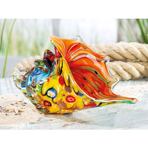 Coquillage en verre multicolore pour décoration, longueur 21 centimètres