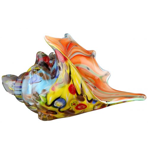 Coquillage en verre multicolore pour décoration, longueur 21 centimètres