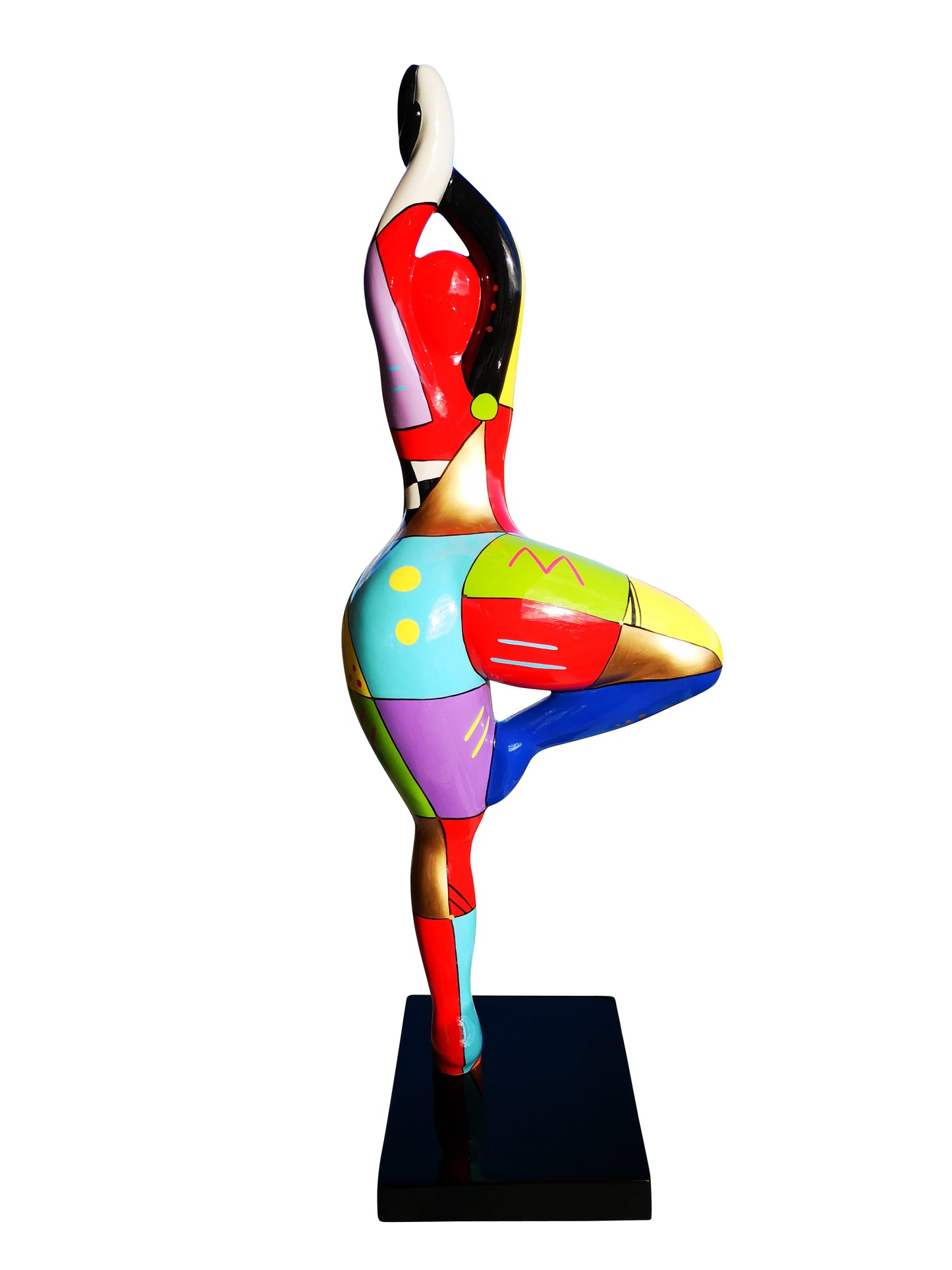 Très grande statue multicolore de femme ronde modèle "Mina". Hauteur 120 centimètres. Pour décoration intérieure ou extérieure