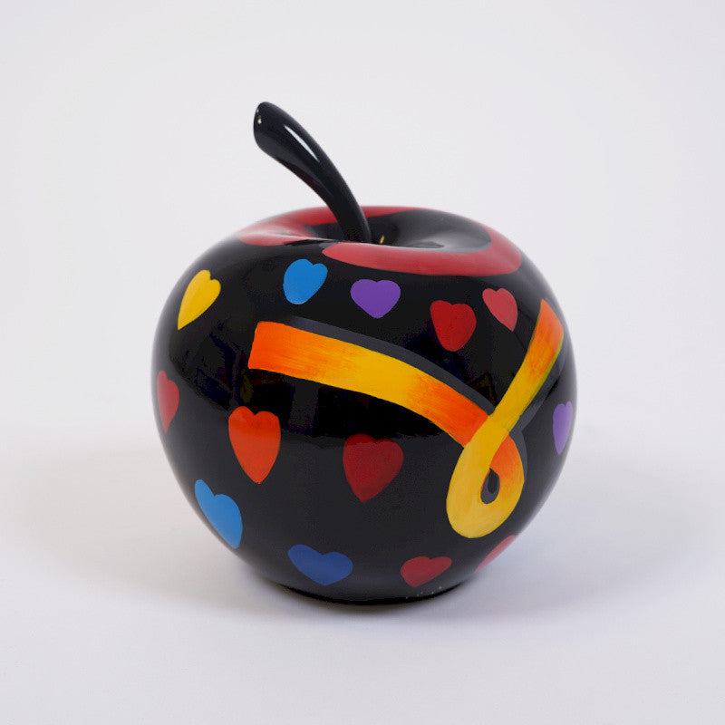 Sculpture de fruit. Pomme "Pop" en résine multicolore. Hauteur 26 centimètres