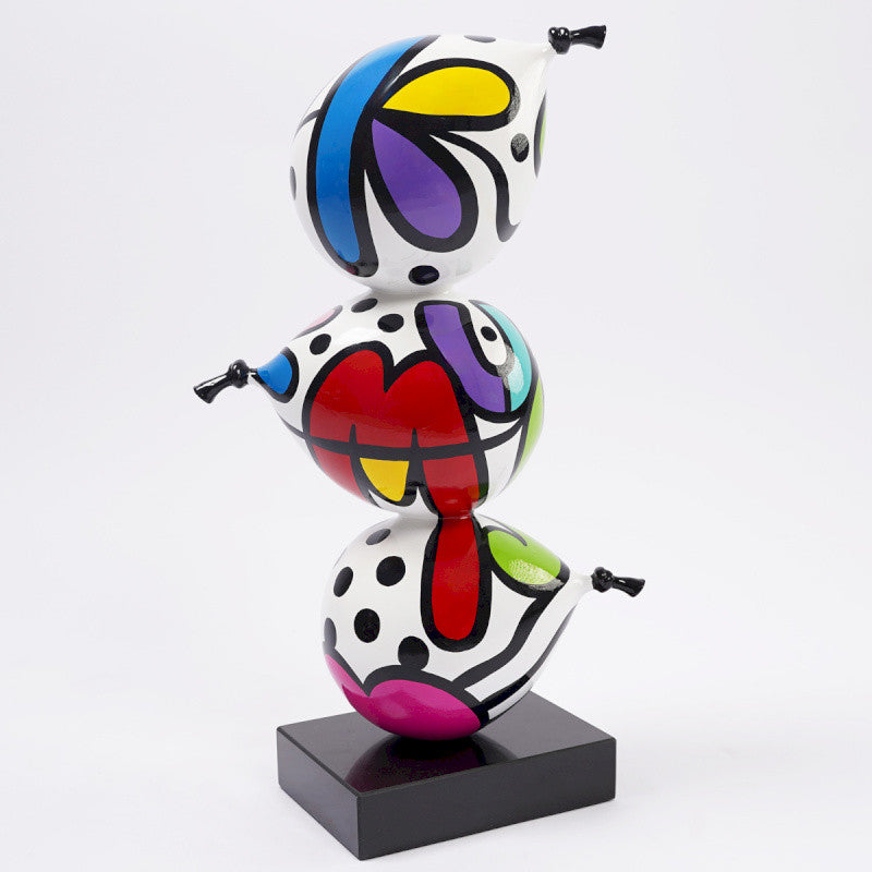 Totem sculpture "Ballons" height 49 centimeters, multicolored resin
