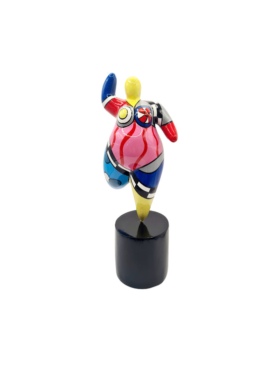 Statue of a woman style "Nana", multicolored resin. Height 10'6 inches (27 centimeters)