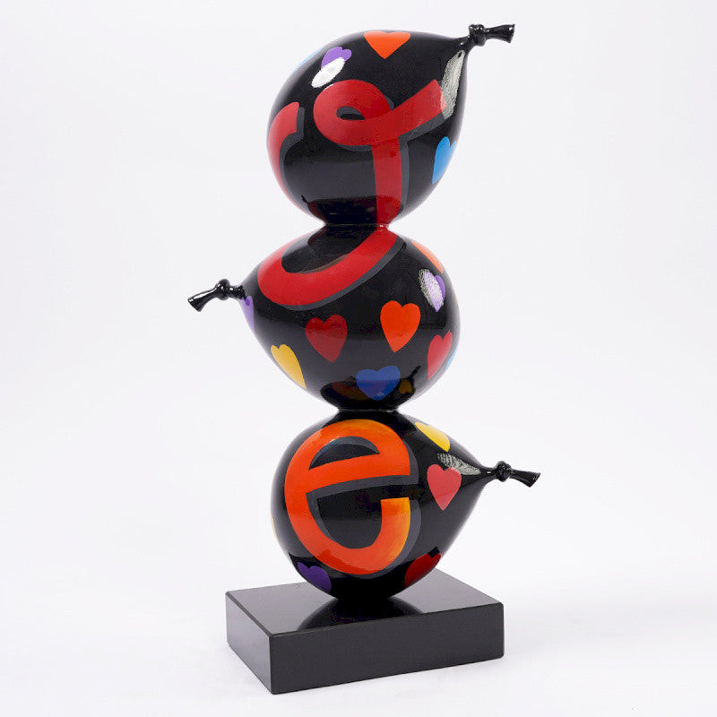 Totem sculpture "Ballons" height 49 centimeters, multicolored resin