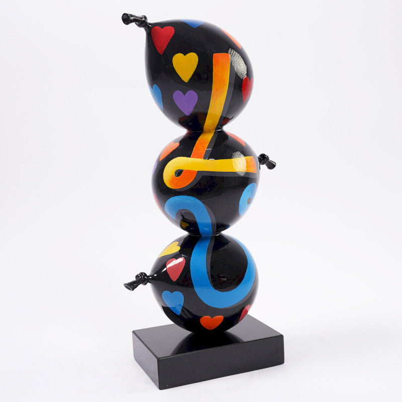 Totem sculpture "Ballons" height 49 centimeters, multicolored resin
