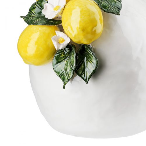 White and yellow ceramic vase, "Lemons" model, height 21 centimeters