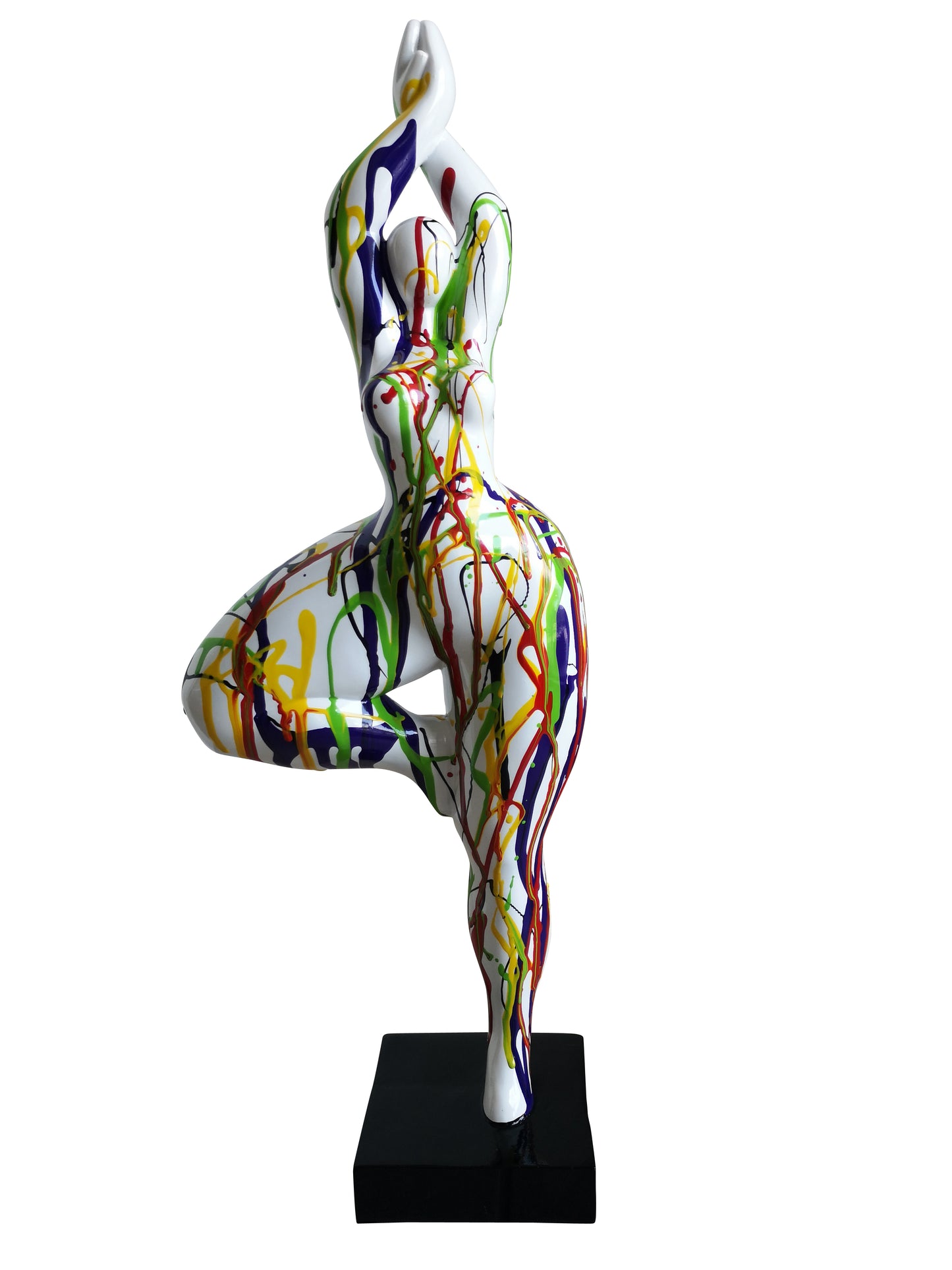 Sculpture Nana ronde, femme blanche et coulures de peinture, hauteur 52 centimètres. Modèle "Drip"