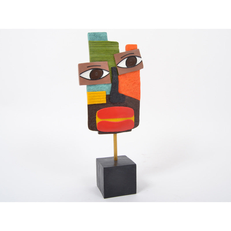 Abstract face, in multicolored resin, height 53 centimeters