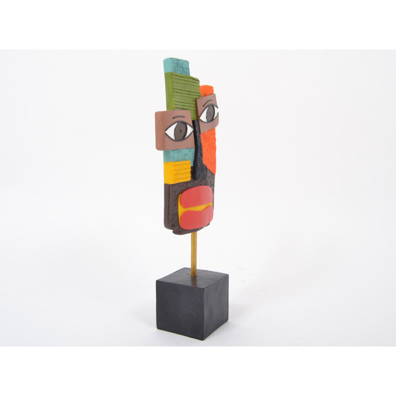 Abstract face, in multicolored resin, height 53 centimeters