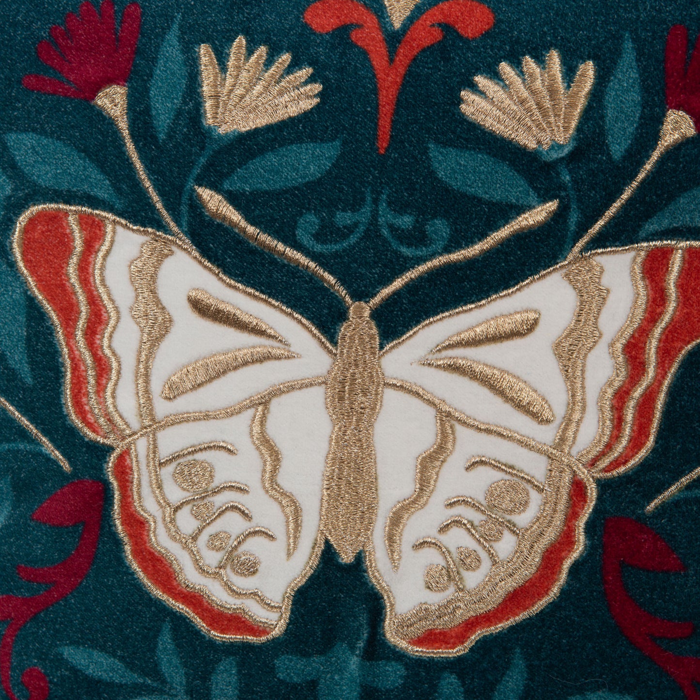 Blue cushion with butterfly, height 45 / Width 45 centimeters, 100% cotton cover