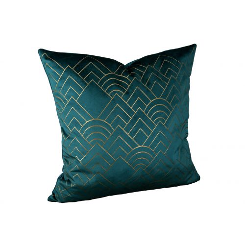 Blue and gold cushion, height 45 / Width 45 centimeters, 100% polyester cover