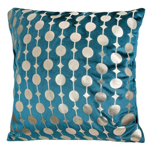 Blue and gold cushion, height 45 / Width 45 centimeters, 100% polyester cover