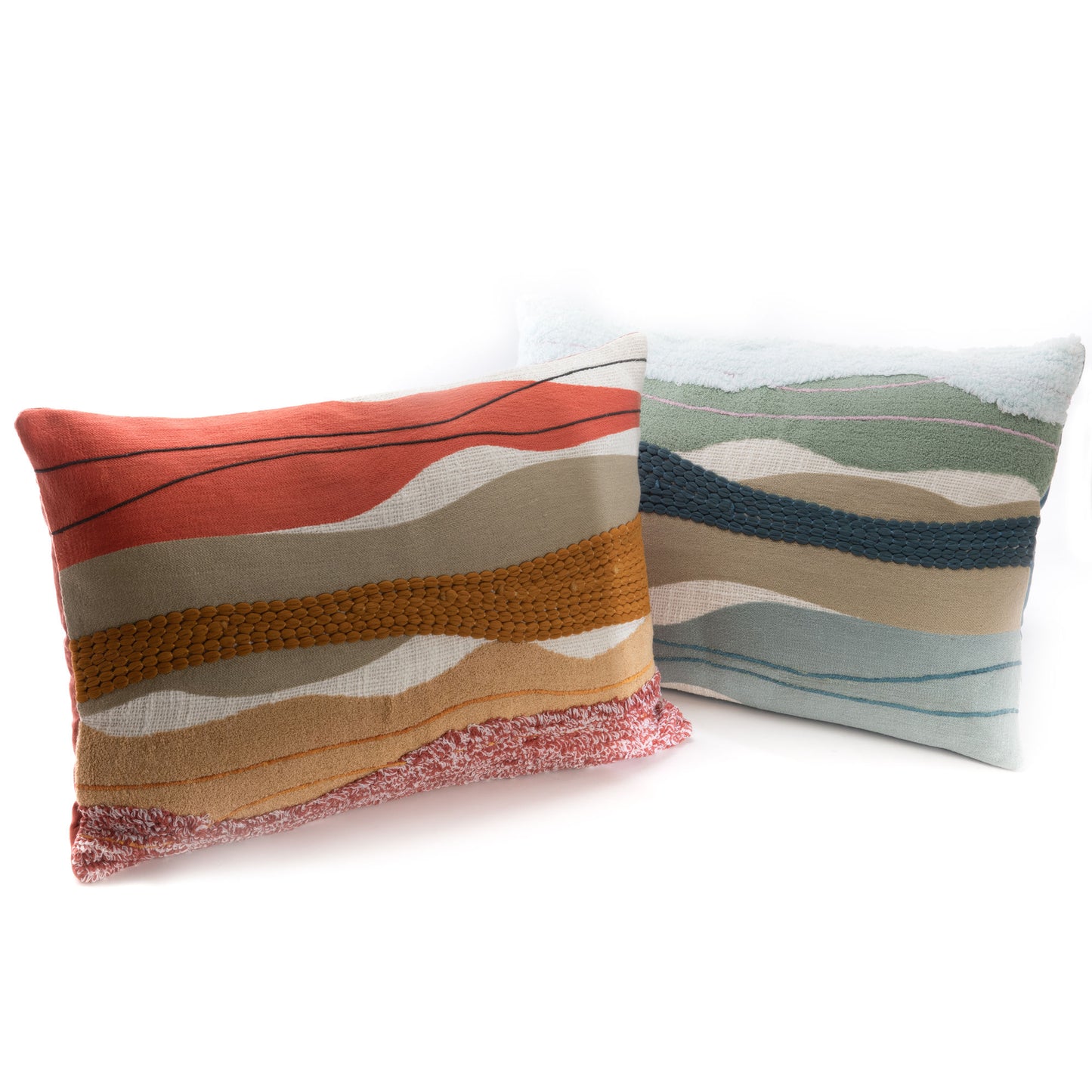 Set of 2 large cushions, height 40 / Width 60 centimeters, 100% cotton cover