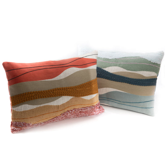 Set of 2 large cushions, height 40 / Width 60 centimeters, 100% cotton cover