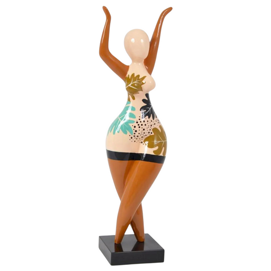 Statue of Nana woman or dancer in multicolored resin. Height 80 centimeters