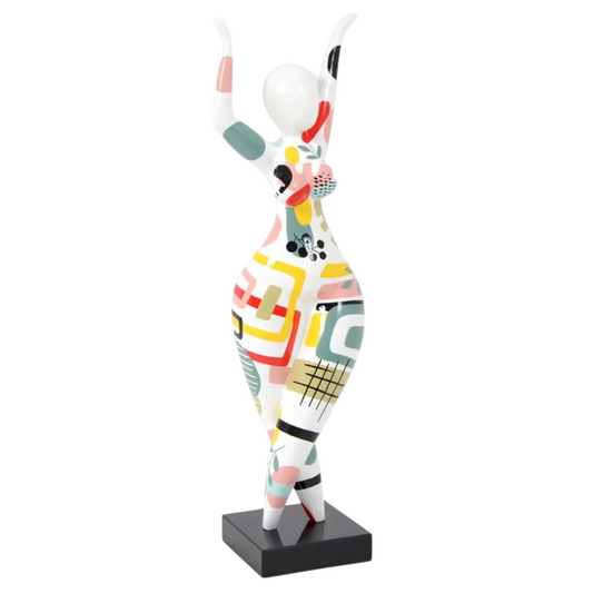 Statue of Nana woman or dancer in multicolored resin. Height 80 centimeters