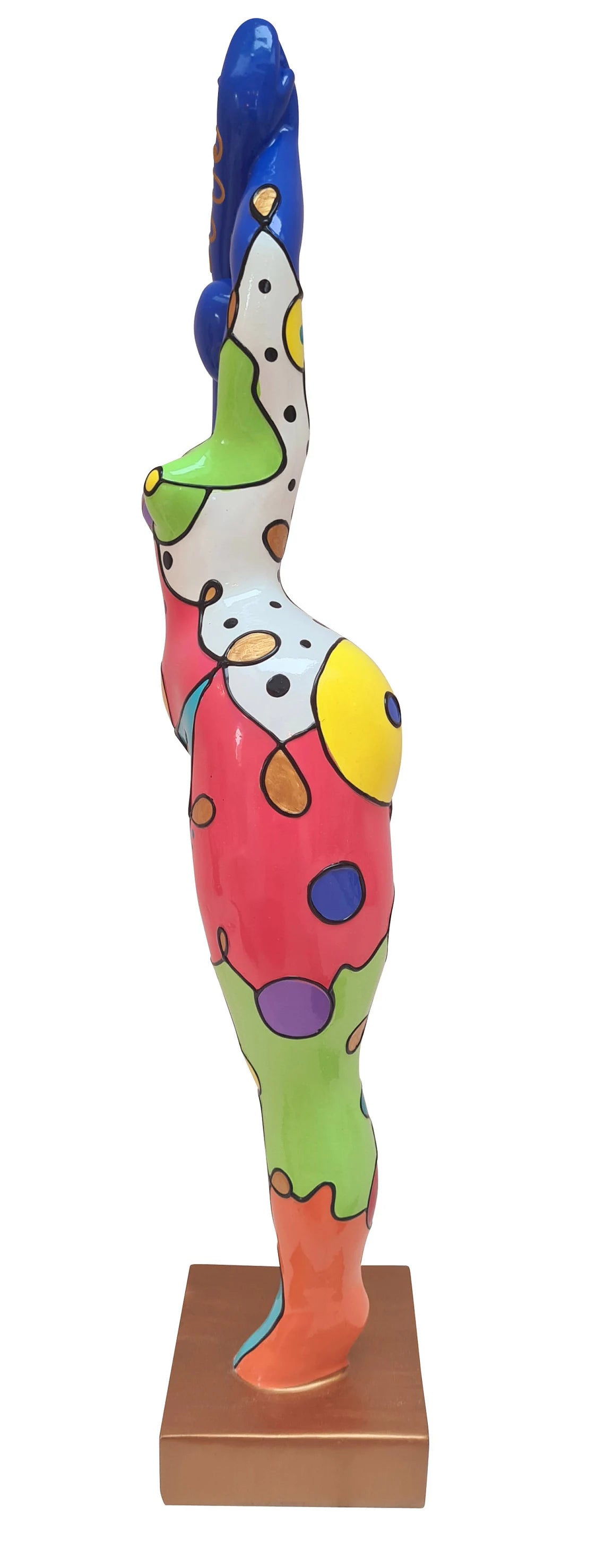 Sculpture femme ou Nana ronde et multicolore, hauteur 52 cm. Modèle Rita