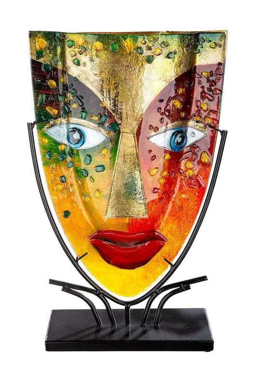 Face vase in colored glass, height 48 centimeters