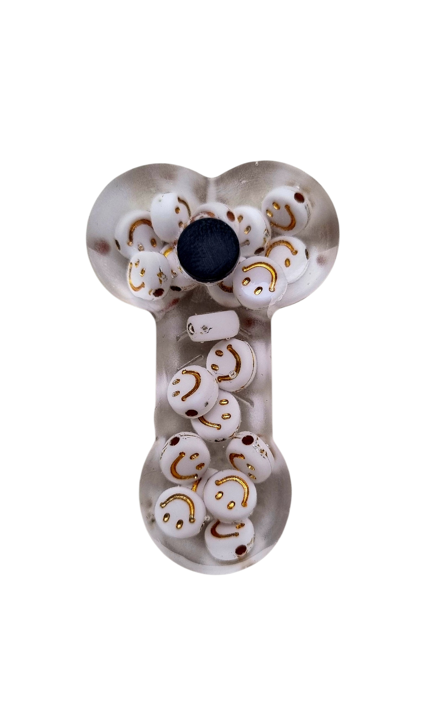 Magnet Zizi en résine avec smileys blancs et dorés, déco humour, longueur 5 cm