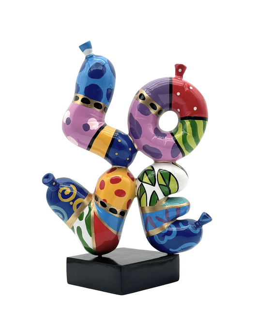 Love balloon sculpture in multicolored resin, height 14'1 inches (36 centimeters)
