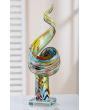 Sculpture artistique en verre multicolore, hauteur 35 centimètres