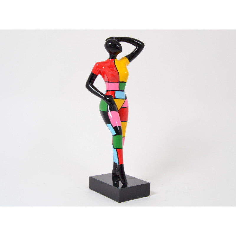 Statue of Nana woman or dancer in multicolored resin. Height 60 centimeters