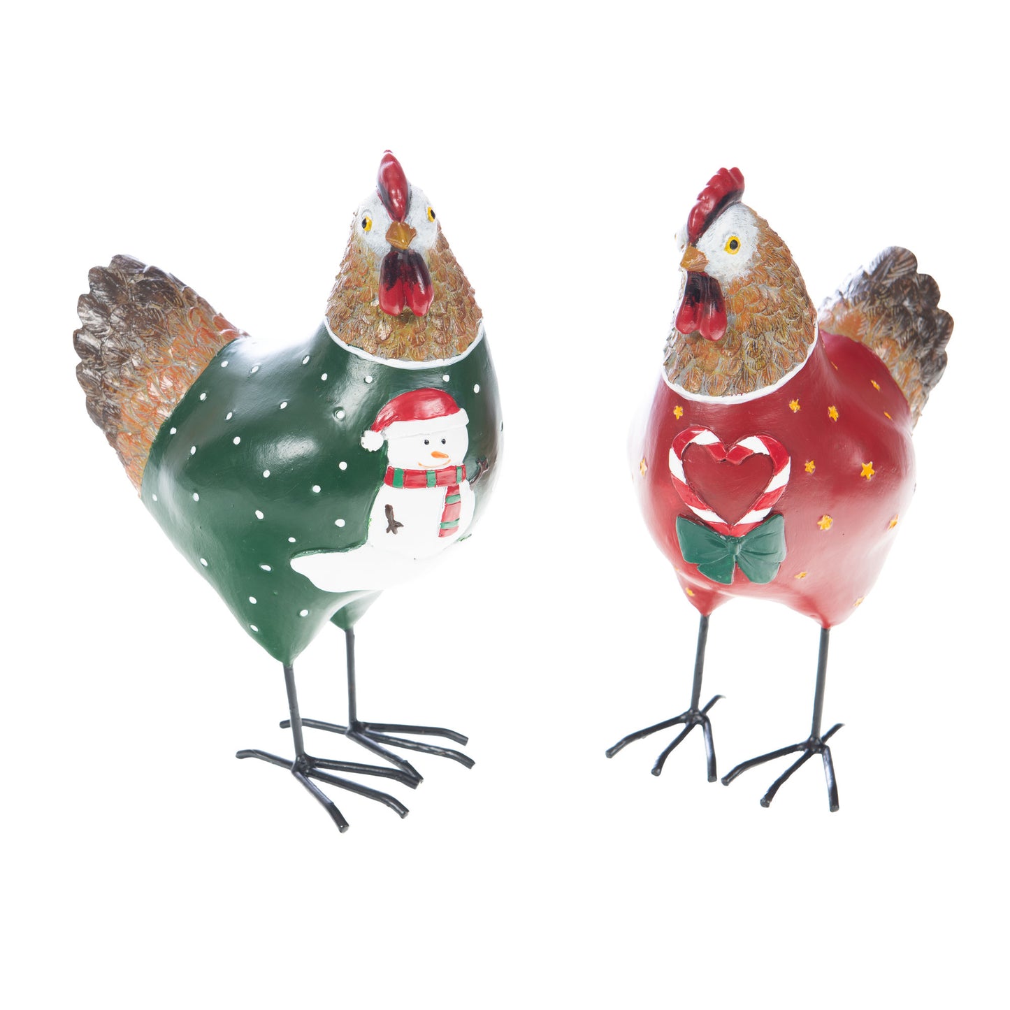 Statue de poule avec "Pull moche de Noël" en résine, hauteur 22 centimètres
