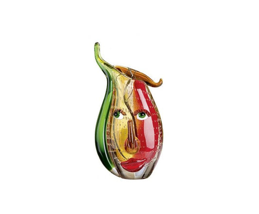 Face vase in colored glass, height 31 centimeters
