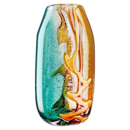 Face vase in colored glass, height 48 centimeters