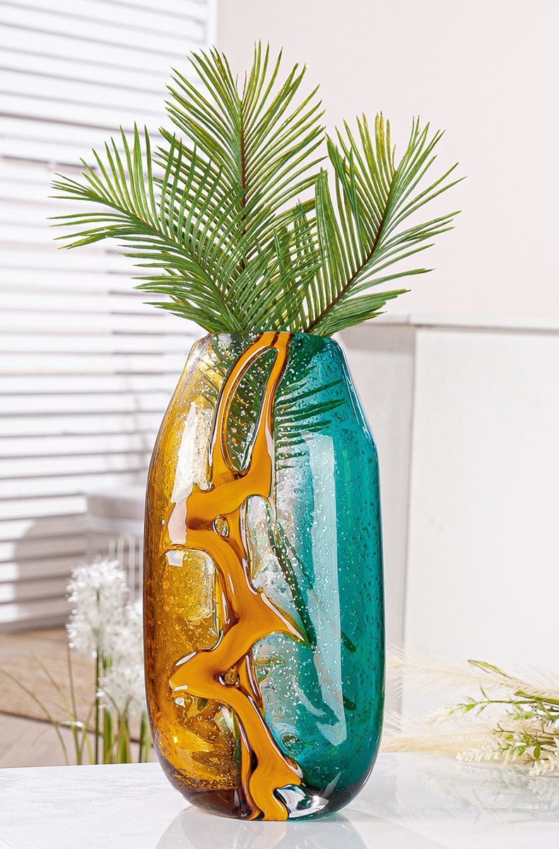 Vase en verre multicolore, hauteur 33 centimètres