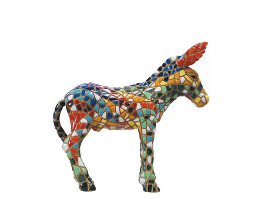 Donkey statue, in “Barcino” mosaic, height 4 inches (10 centimeters)