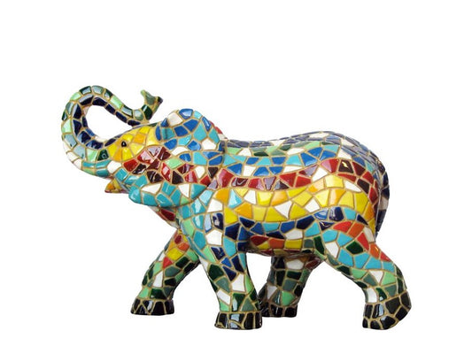 Statue éléphant en mosaïque Barcino. Longueur 15 centimètres