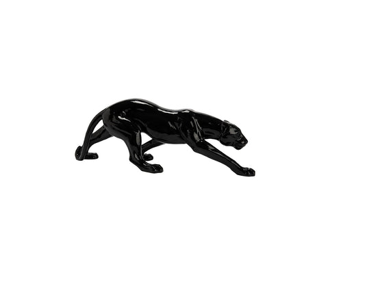 Panther statue in black resin, length 77 centimeters