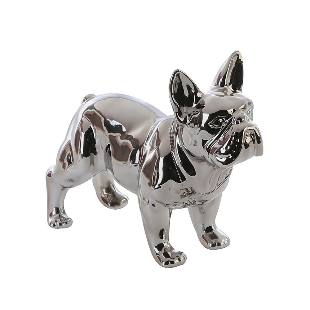 Statue Bouledogue Français, céramique. Longueur 32 centimètres