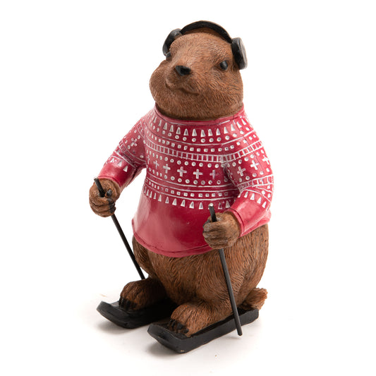 Marmot Ski Statue, in resin. Height 5'9 inches (15 centimeters)