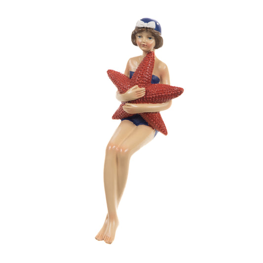 Statuette de femme Baigneuse étoile de mer, hauteur 19 centimètres