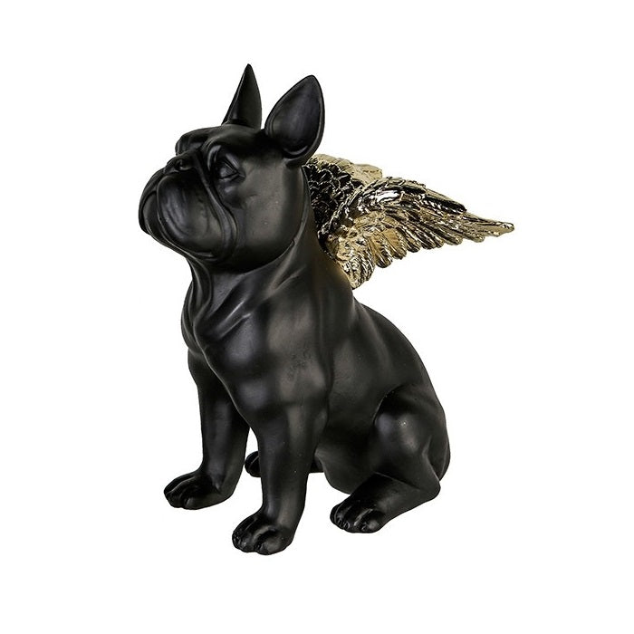 Statue Bouledogue Français, en résine noire. Hauteur 25 centimètres